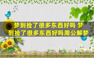 梦到捡了很多东西好吗 梦到捡了很多东西好吗周公解梦